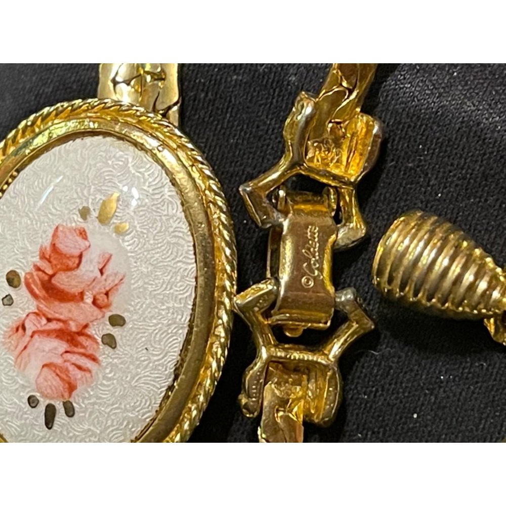 Goldette Semi Parure Enamel Roses - Picture 7 of 7